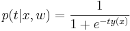 p(t|x, w) = \frac{1}{1 + e^{-t y(x)}}