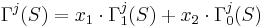 \Gamma^j(S) = x_1 \cdot \Gamma_1^j (S) + x_2 \cdot \Gamma_0^j (S)