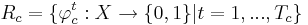 R_c = \{ \varphi_c^t : X \rightarrow \{0, 1\} | t = 1, . . . , T_c\}