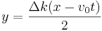 y=\frac{\Delta k(x-v_0t)}{2}