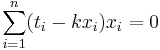 \sum_{i=1}^n(t_i-kx_i)x_i=0