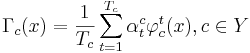 \Gamma_c(x) = \frac 1 {T_c} \sum_{t=1}^{T_c} \alpha_t^c \varphi_c^t (x) , c \in Y 